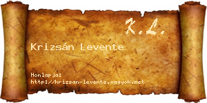 Krizsán Levente névjegykártya